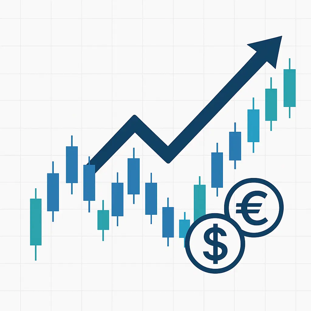 Financial candlestick analysis illustrating currency price movement and market growth